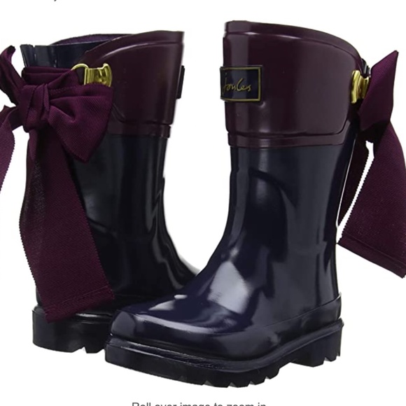 Joules Shoes | Joules Kids Bow Back Welly Rain Boots Size 9 French Navy Bilberry Color | Color: Blue/Purple | Size: 9g | B_Amundson's Closet